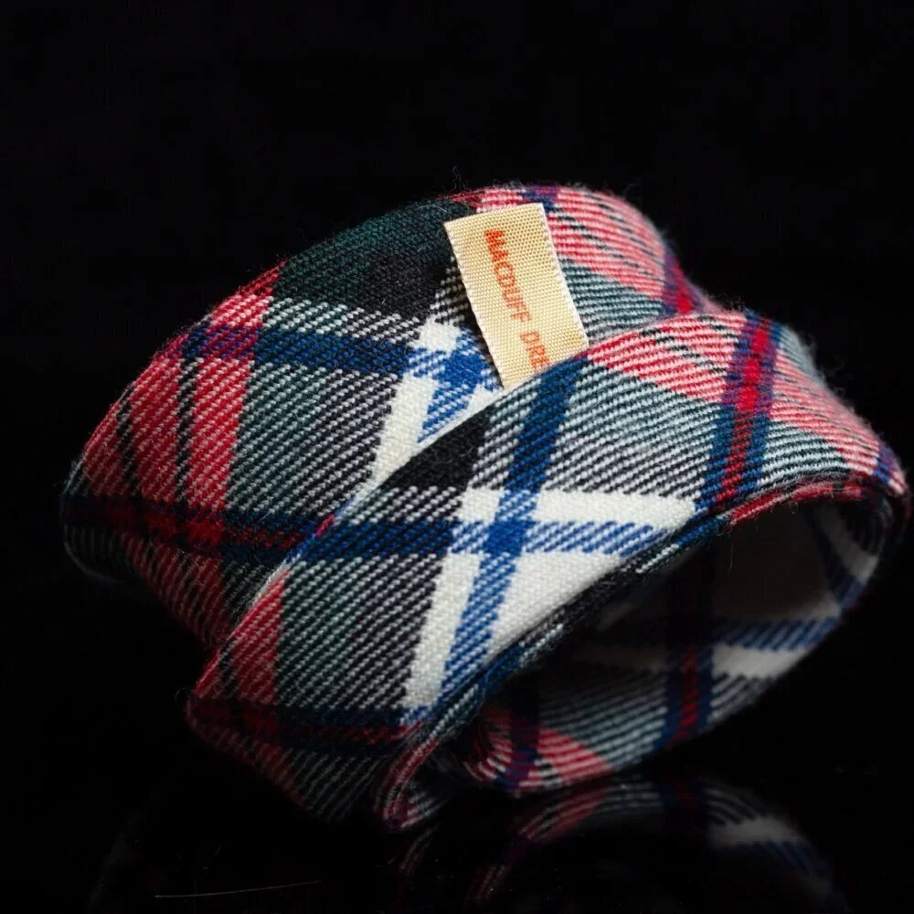 Vintage Macquarrie Modern Tartan Wool Tie By Lacharron Red/Green/White Plaid 3”
